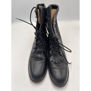Vintage Justin Diamond‎ J Women's Lace-Up Boots Sz 7 Black Leather Kiltie 506L